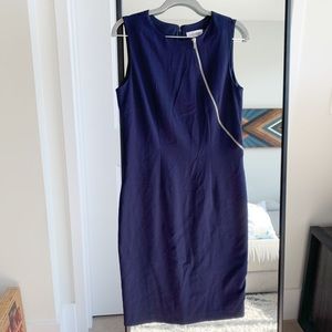 NWOT Calvin Klein Navy Shift Dress W/ Zipper Sz 2